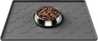 Pieviev Silicone Dog Cat Food Bowl Mat, Waterproof Raised Edge - S-16''X12'' / Dark Gray