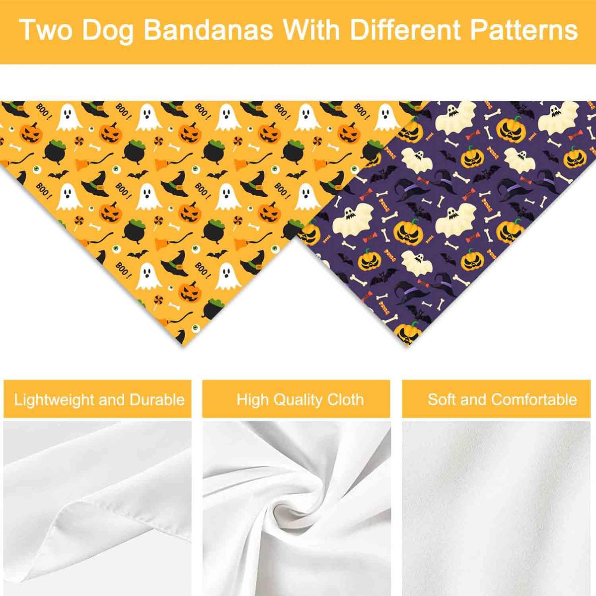 Halloween Dog Bandanas 2 Pack Reversible Triangle Scarf – Essentials for Dogs - Halloween 1 - image 3