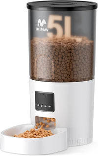 Automatic Cat Feeder, 5L Pet Dry Food Dispenser with Timed Programmable Portion Control, Dual Power, With Desiccant Bag, Easy Set Up, 10 Meals Per Day for Cats and Puppies（Remote Not Supported）
