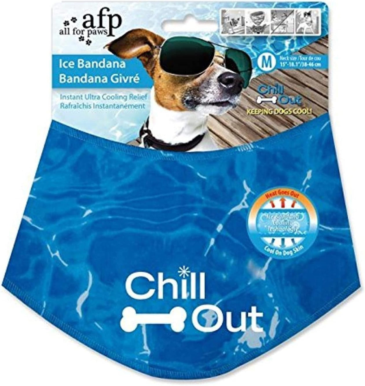 AFP Dog Cooling Bandana, Reusable Breathable Instant Cooling Neck Wrap for Medium Dog, Adjustable - M(Neck Girth 15-18.1 IN)