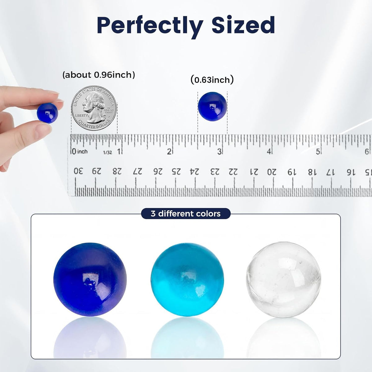 FUTUREPLUSX 75PCS Blue Marbles Bulk, for Kids Marble Run Games - Transparent blue marbles - image 3