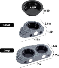 Wacool Magnetic Gecko Ledge - Double Bowl Reptile Feeding Tray with 6 Feeding Cups for Geckos, Lizards, Chameleons and Reptile Pets