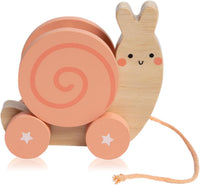 Pearhead Montessori Snail Pull Toy, Wooden Toddler Walking Toy – Fun for Kids & Family