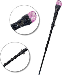 Rileryan handcrafted wooden wizard wand with purple amethyst crystal, about 13 inches long - view 7
