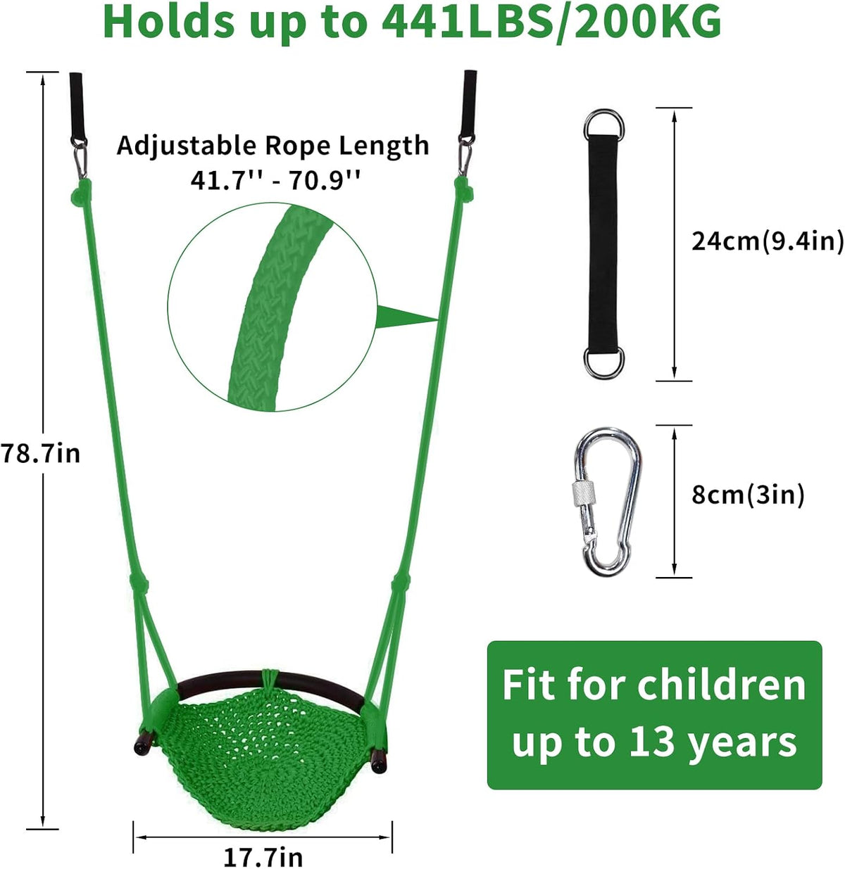Hi-Na Tree Swing for Kids - Green - image 2