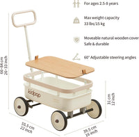 Kidpop PULA-Wild 3-in-1 kids pull along wagon and push walker in white with wooden cover - view 6
