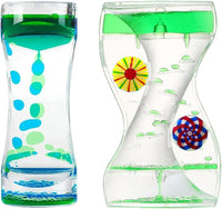 Oneshow 3 Pack Liquid Motion Bubbler Oil Hourglass Sensory Toys - Green 2 Pack