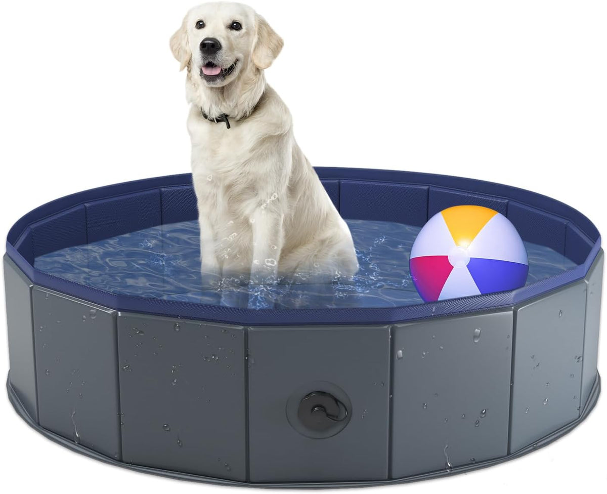 Niubya Foldable Dog Pool, Collapsible Plastic Dog Swimming Pool - S - 32'' x 8''