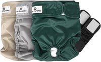 Pet Parents® Washable Dog Diapers (3pack) + Extendrs® of Durable Doggie Diapers, Premium Dog Diapers Female (X-Small, Spruce)