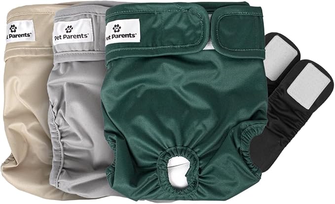 Pet Parents® Washable Dog Diapers (3pack) + Extendrs® of Durable Doggie Diapers, Premium Dog Diapers Female (X-Large, Spruce)
