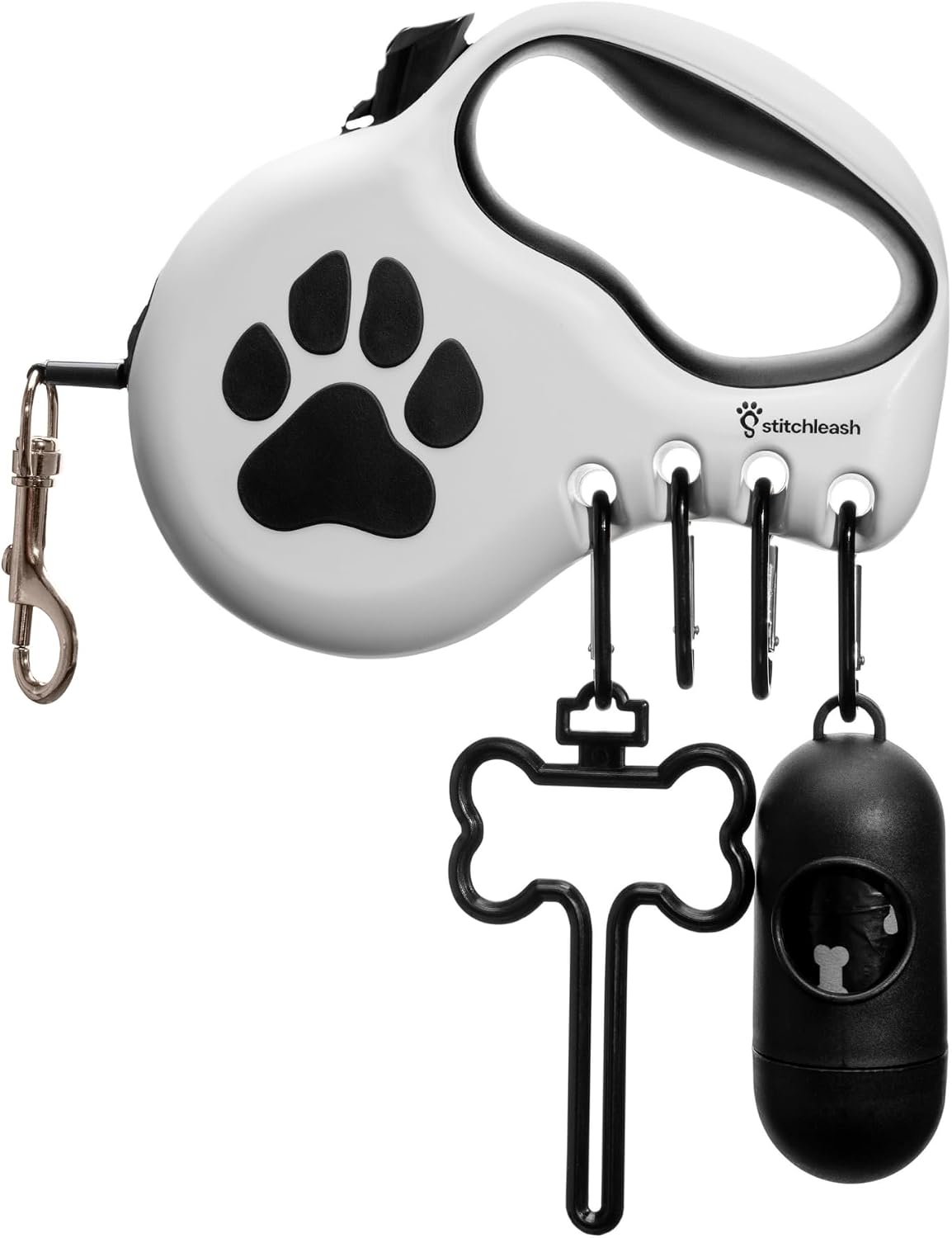 Award-Winning Modular Retractable Dog Leash for Small Dogs – Essentials for Dogs - White / S/M - Up to 55 Lbs