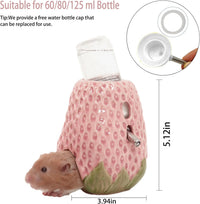Adjustable No-Drip Pink Strawberry Ceramic Hamster Water Bottle – Essentials for Small Pets - Strawberry -pink - image 4