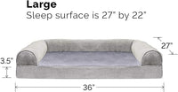 Furhaven Orthopedic Dog Bed for Large/Medium Dogs w/ Removable Bolsters & Washable Cover, For Dogs Up to 55 lbs - Faux Fur & Velvet Sofa - Smoke Gray, Large