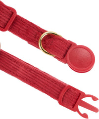 Breakaway Cat Collar with Bow Tie and Bell Adjustable Soft Corduroy - Small: Neck 7.5" - 11.0" / Red - image 3