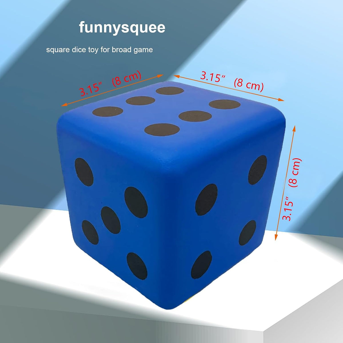 funnysquee 3.15 inch foam dice toy with large numbers, Fortunate Red - view 5