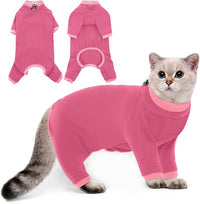 PUMYPOREITY Cat Hair Sticky Sweater, Recovery Suit - Breathable & Lightweight for Post-Surgery Protection, Cat Onsie Prevents Licking Wounds, Pink, XL