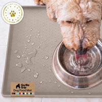 GORILLA GRIP Dog Food Mat, 100% Waterproof Silicone, 16x10 Beige – Essentials for Dogs - Beige / 16"l X 10"w