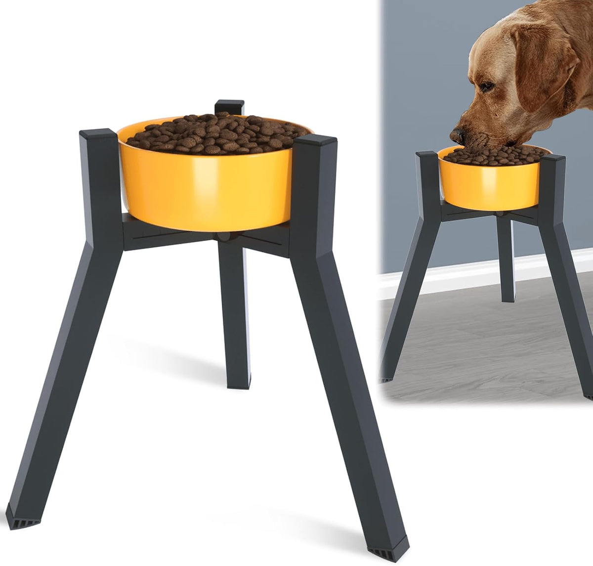 SHAINFUN Adjustable Metal Raised Stand for Large & XL Breeds - Black-FL / Height: 13.7", Width: 7-10.6"