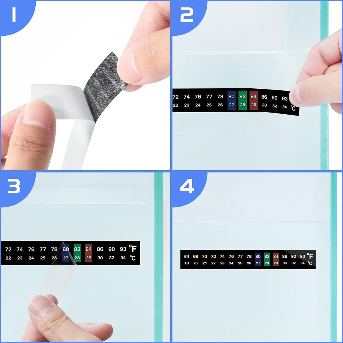 AQUANEAT 6 PCS Aquarium Thermometer Strips - 0.71" x 5.13" - image 3