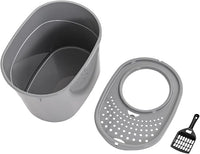 Amazon Basics Large Cat Litter Box with High Sides, Top Entry, Includes Scoop, 20.5 x 14.75 x 14.38 inches, Grey