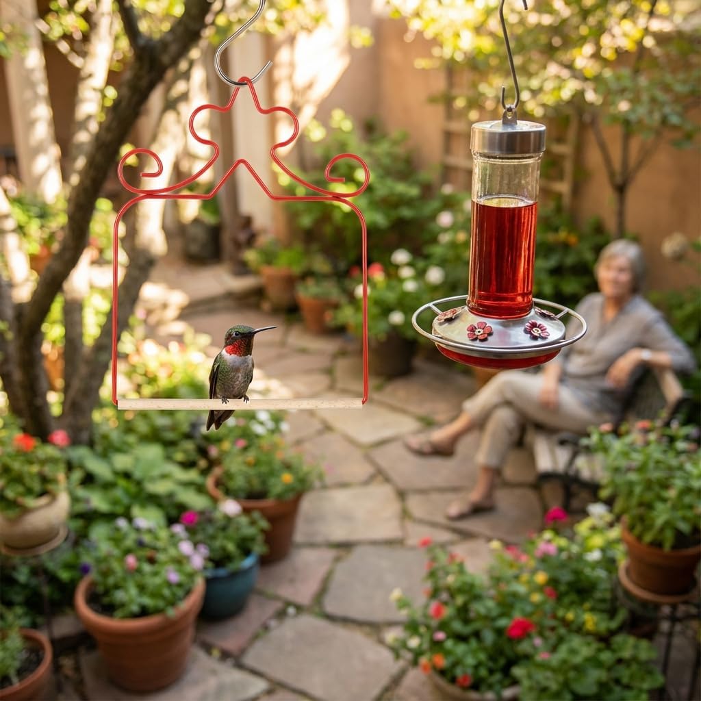 4-Pack Metal Hummingbird Swings Black – Essentials for Birds - Red - image 2