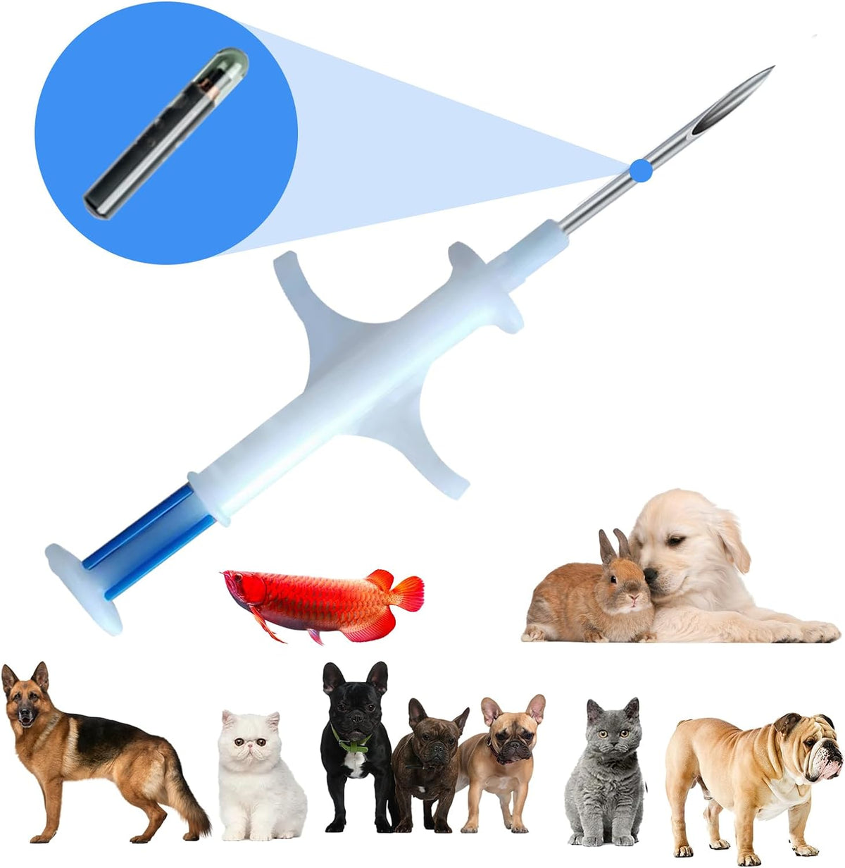 100 Pack Pet ID Microchip for Dogs and Cats Identification - 1.4X8mm 20 Pack