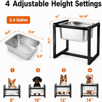 Adjustable Height Elevated Large Dog Water Bowls with Stainless Steel - 2.4GLLON - image 3