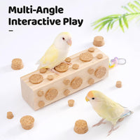 2 Pcs Wooden Bird Chew Toys, 7.9" Hanging Parrot Toys - Corks for Bird Toys - image 3