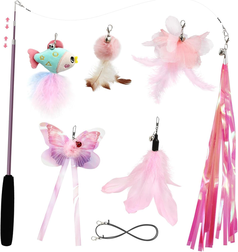 SONGWAY Cat Wand Toys for Indoor Cats - Pink