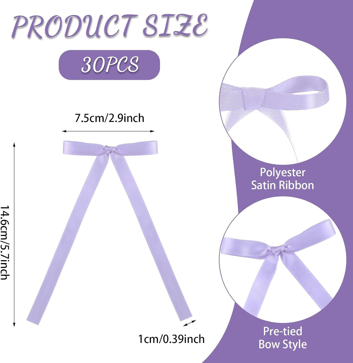 30 Pack Bow Cake Toppers Black Ribbon Bows for Cake Halloween Party - Purple - image 2