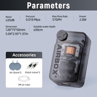 Aquarium Air Pump,Ultra-Quiet/Small Size/More Output Air Pump for Fish Tank 1.5w/29GPH/14Kpa,with - 2W/57GPH （40-60gal） - image 2
