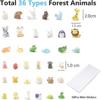 36 Types Forest Mini Resin Animals, Plastic Tiny Animals to Hide, Miniature Animals Figures for Fairy Garden, Dollhouse, Terrariums, Shadowboxes, Cake Topper Decor