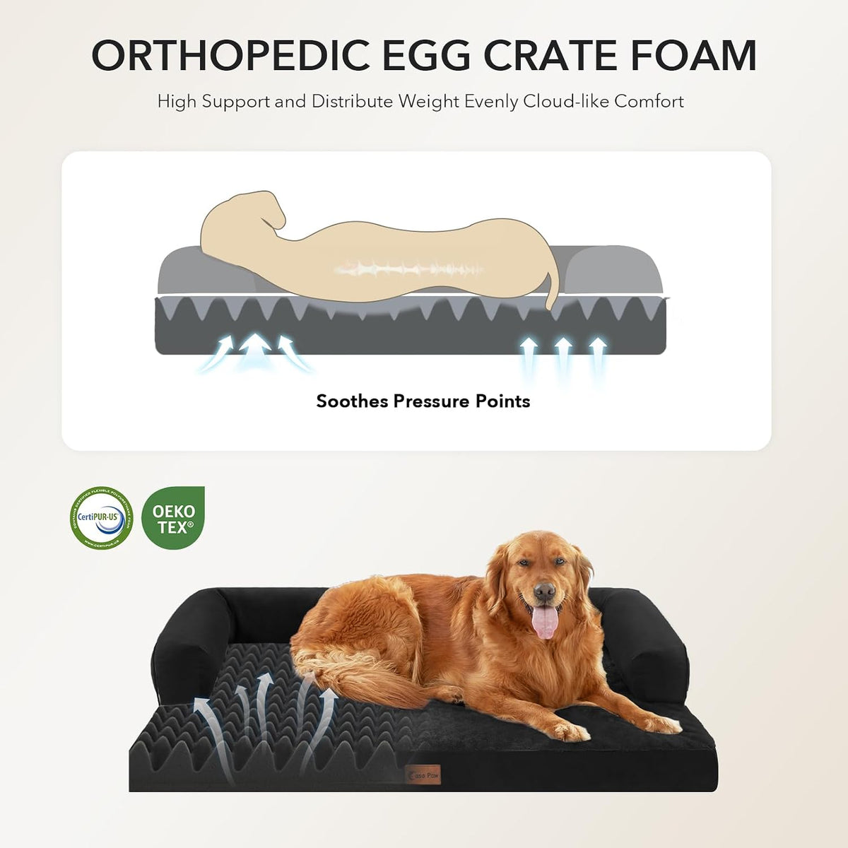 Orthopedic Washable Dog Bed for Extra Large Dogs - Black / 35.0"L x 22.0"W x 7.0"Th - image 2