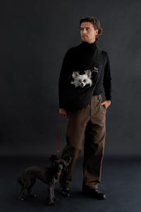 Noah & Paw Dog Sling Carrier for Small Dogs 5-18lb - Black (Denim) / 18.0"L x 10.0"W x 5.5"H - image 2