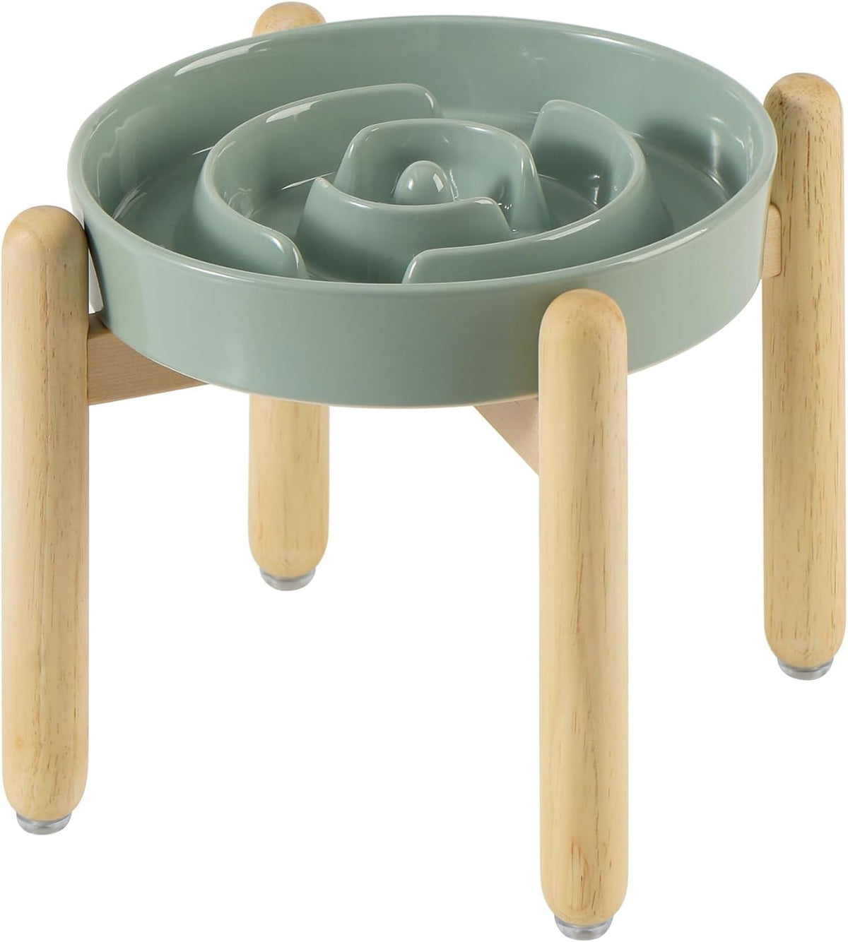 Ceramic Slow Feeder Dog Bowls - Light Green / 8.2inch-A+Stand