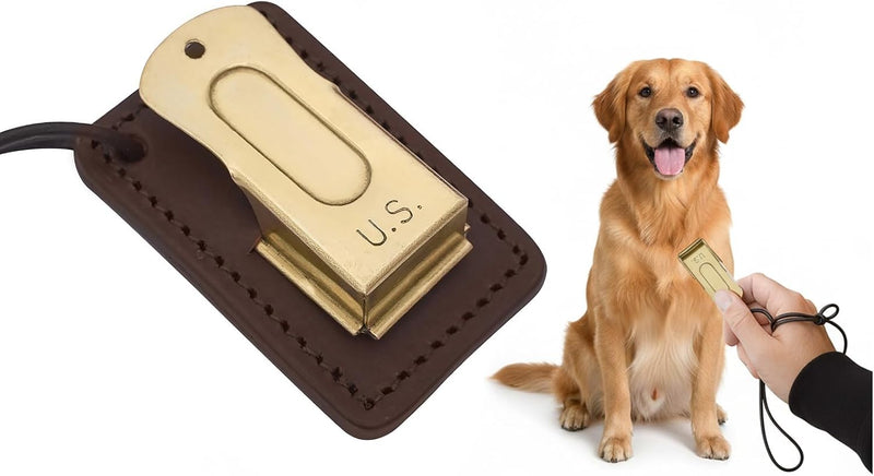 Brass and Steel Pet Training Clicker Puppy Dog Training Cricket - Clicker (with Leather Gripper)