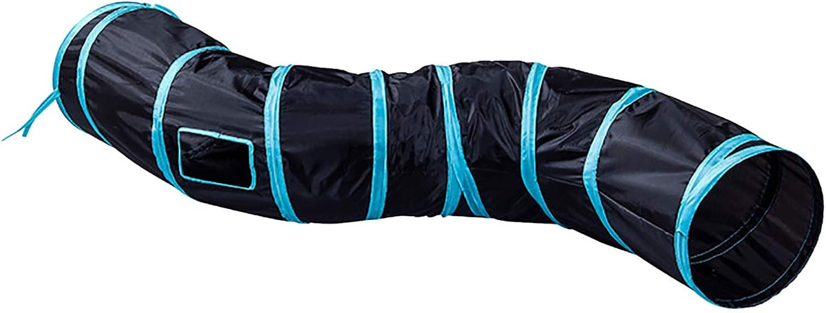 iCAGY Cat Tunnel Toys for Indoor Cats Kittens Rabbits - 47" (Shape S) / Black