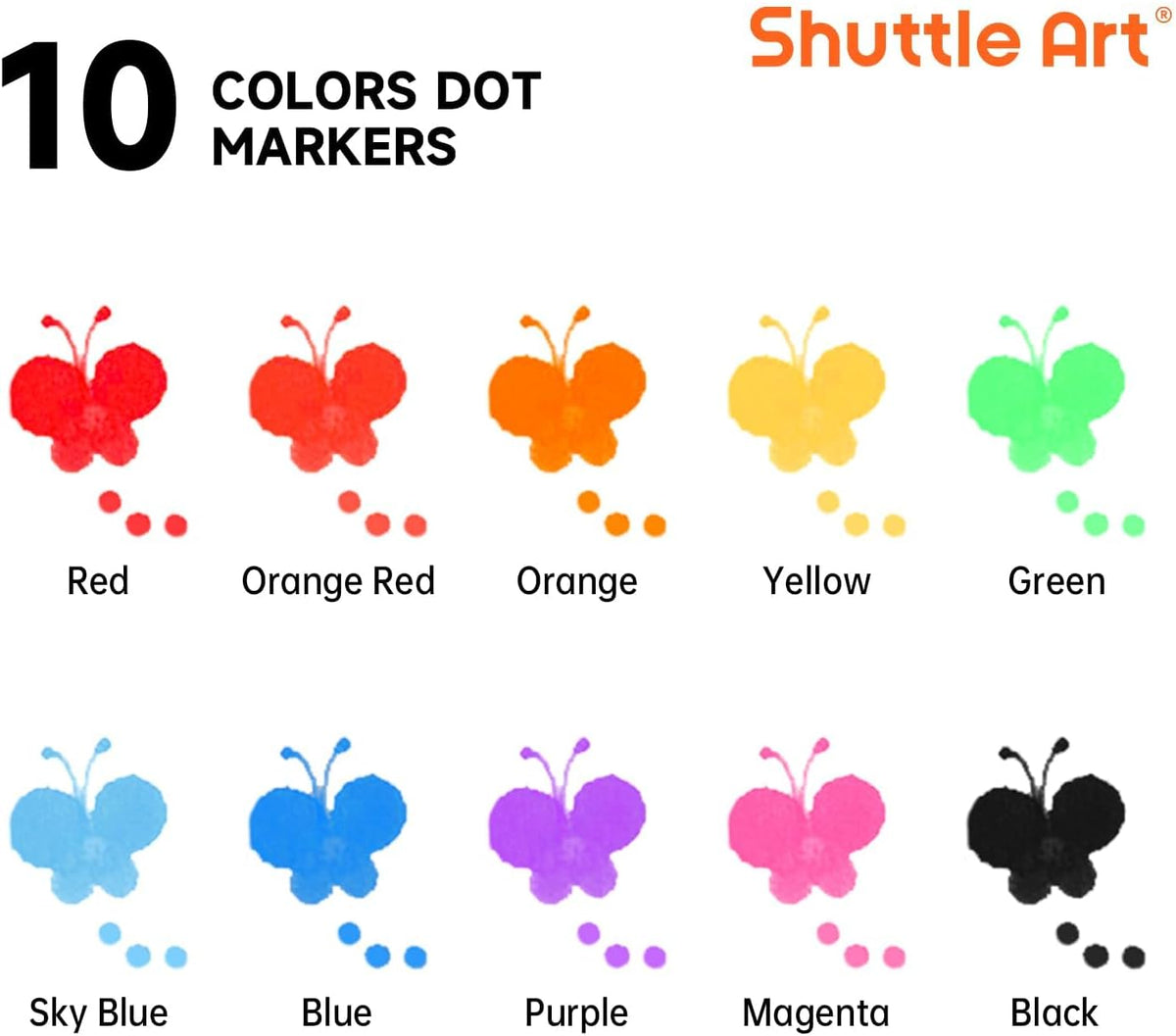 Shuttle Art Dot Markers, 10 Colors Washable Markers for Toddlers - 10 Colors / 20 - image 2