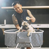 Little Dipper Dog Bath Tub and Wash Station for Bathing Shower and Grooming, Elevated Foldable and Portable, Indoor and Outdoor, for Small and Medium Size Dogs, Cats and Other Pet (Gray)