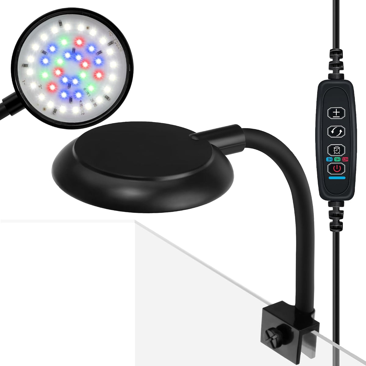 DaToo Mini Clip On Aquarium Light 7W Dimmable Small Fish Tank Light - Mini With Timer & Dimmer