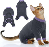 PUMYPOREITY Sticky Hair Cat Clothes, Prevent Hair Loss Cat Pajamas, Soft Cat Sweaters for Cats Only, Cat Hair Sticky Onesie, Cat Recovery Suit After Surgery, Black, XL