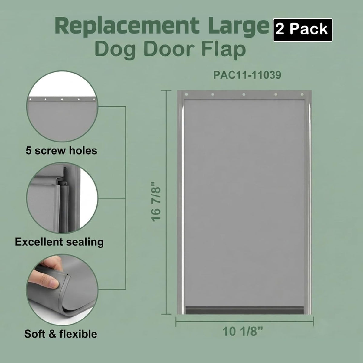 AMZOO Large Replacement Dog Door Flap PetSafe 16 7/8” x 10 1/8” - Matte Gray / Large / 2 - image 2