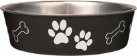 Loving Pets Bella Dog Bowls, Stainless Steel Dog & Cat Bowls - Espresso / Medium (20-35lbs)