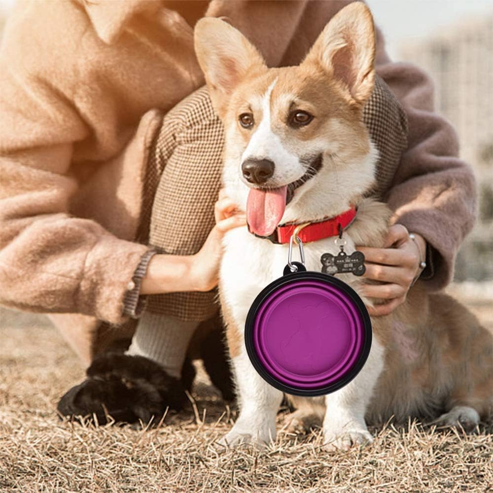 Large Collapsible Dog Bowls - Large,34oz / 34oz-Purple&Red - image 3