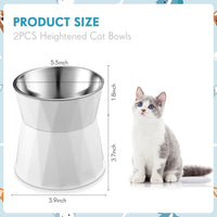 Lallisa 2 Pcs Elevated Cat Bowls, Adjustable Raised Feeder - white - image 2