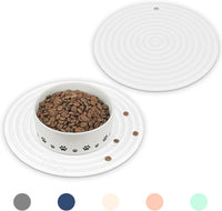 Pet Food Mat for Dog and Cat Placemat 2 Pcs - 9.5"L x 9.5"W / White