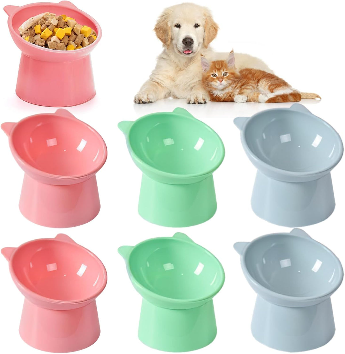 6 Pack Raised Cat Bowls for Indoor Cats