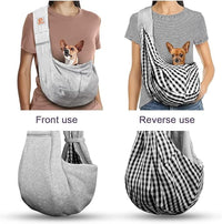 Tomkas Small Dog Sling Carrier - Zipper Pocket & Adjustable Strap - for 3-10 lbs Pets(Grey)