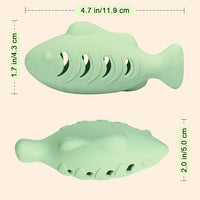 Cat Toys for Indoor Cats, Fish Shaped Chew Catnip Toys for Teeth Cleaning, Food Grade Silicone Cat Enrichment Toy, Interactive Kitten Teething Toys with 1 Cat Nip Ball, 2 Pcs