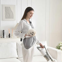Dog & Cat Carrier Sling, Adjustable Soft Padded Shoulder Puppy Carrier, Hands-Free Dog Carrier Bag with Double Safety Buckles Premium Material for Outdoor Travel (Light Gray, L)
